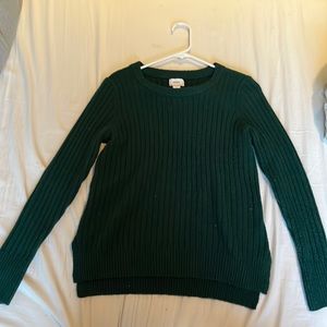 green sweater with small side slit